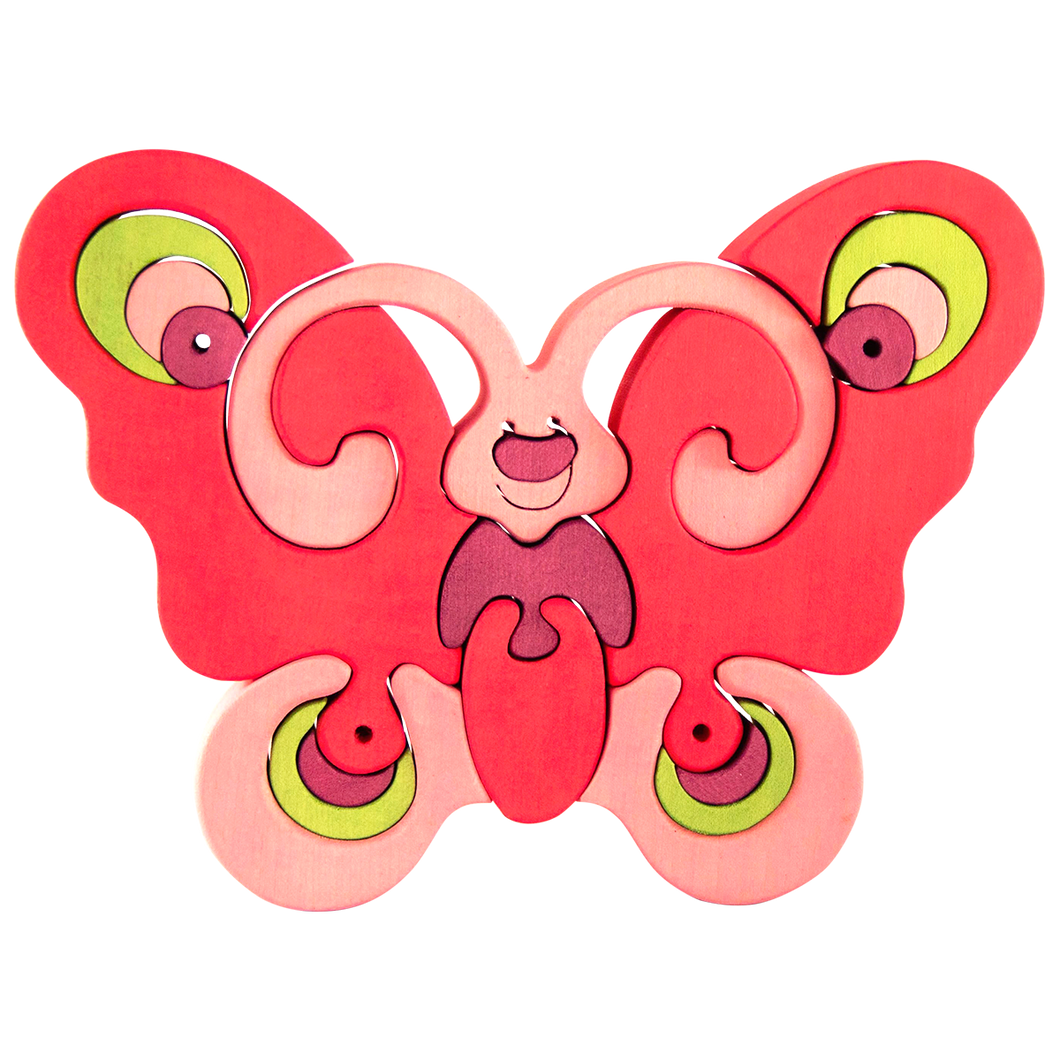 Fluture roz - jucării din lemn Montessori pentru fete